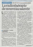 Argenteuil : la radiothérapie de nouveau sauvée, le Parisien 95 du 22/02/2013