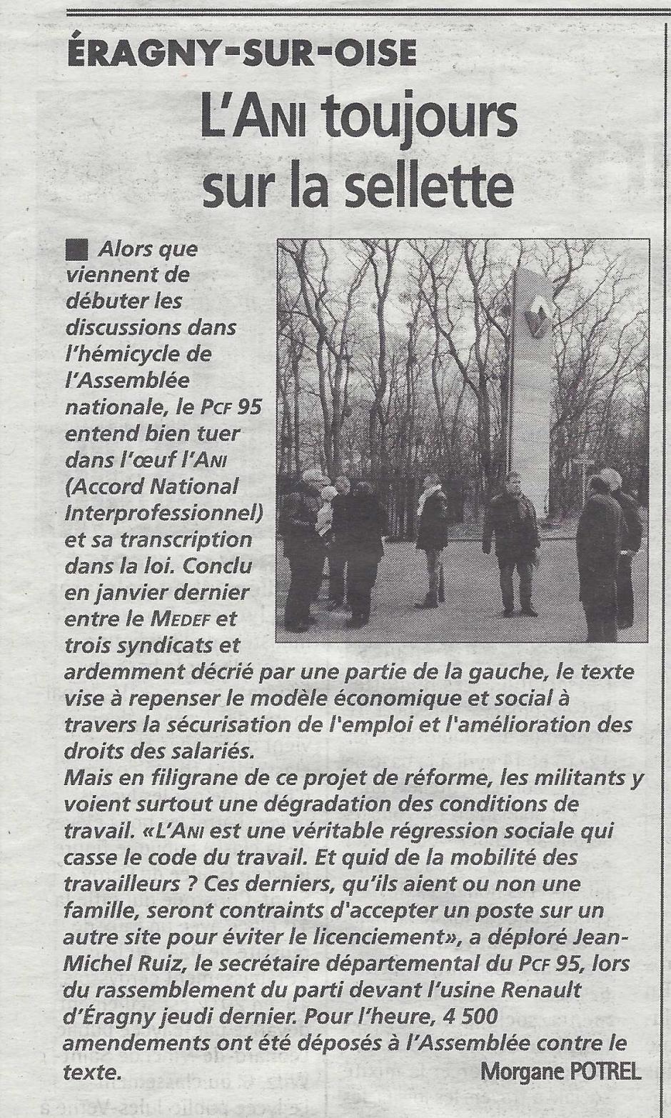 Eragny sur Oise : l'ANI toujours sur la sellette; la Gazette du 10/04/2013