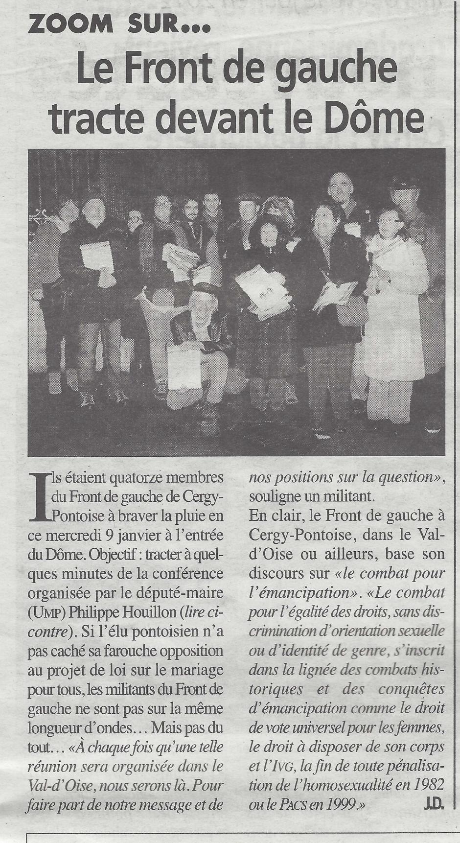 Le Front de Gauche tracte devant le Dôme, la Gazette du 16/01
