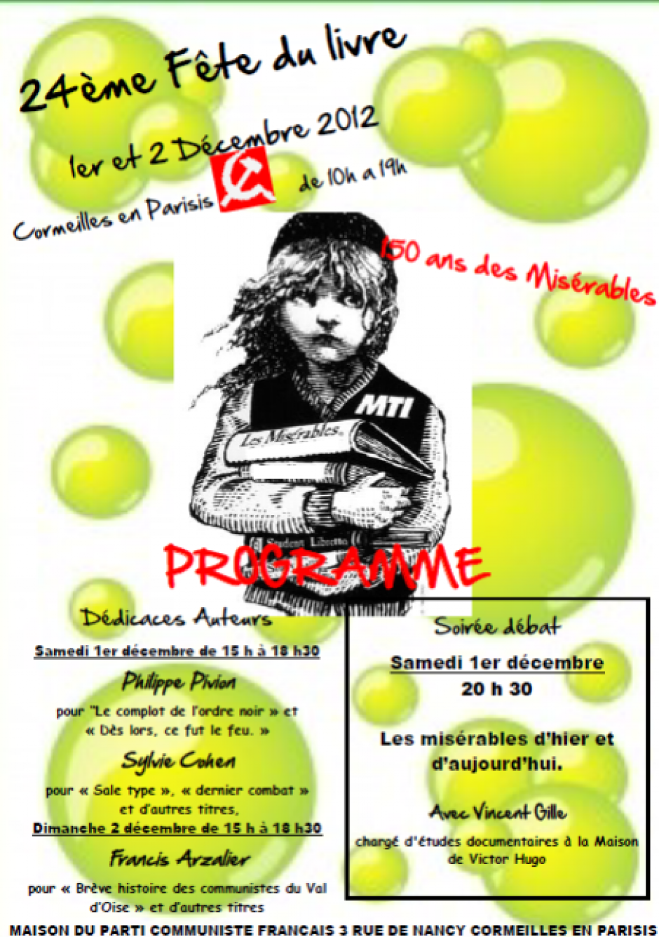 24ème fête du livre à Cormeilles en Parisis : 1er et 2 décembre 2012