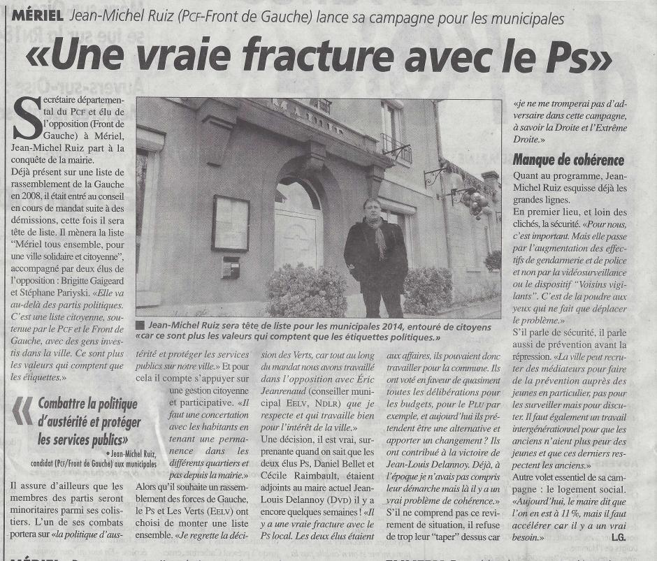 Mériel : une vraie fracture avec le PS. La Gazette du 04/12/13