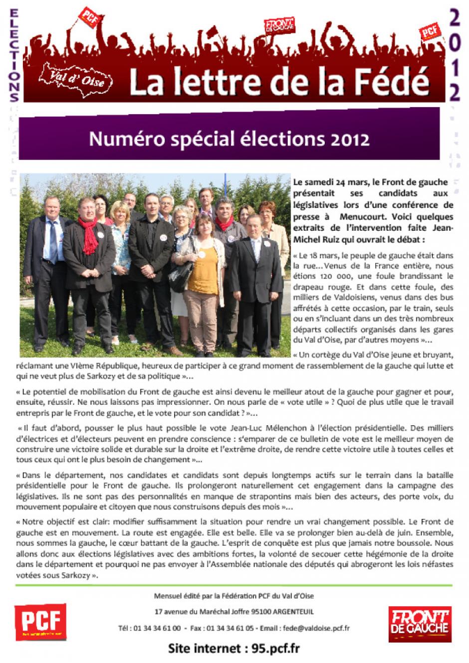 La Lettre de la Fédé : numéro spécial élections 2012